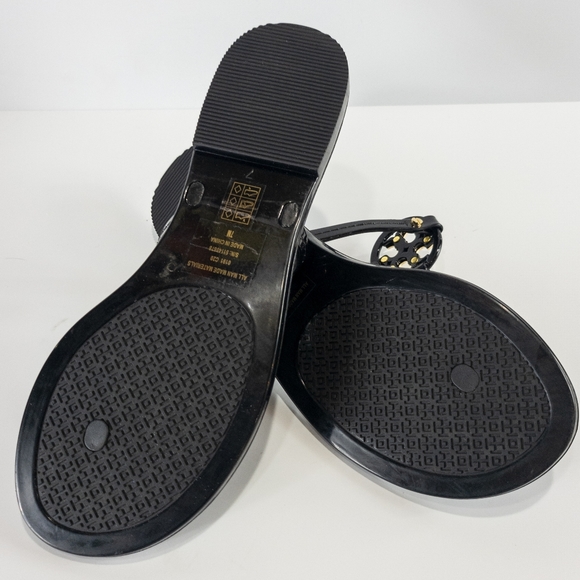 Tory Burch Mini Miller Jelly Flat Thong Sandals Black -7 - Picture 7 of 8